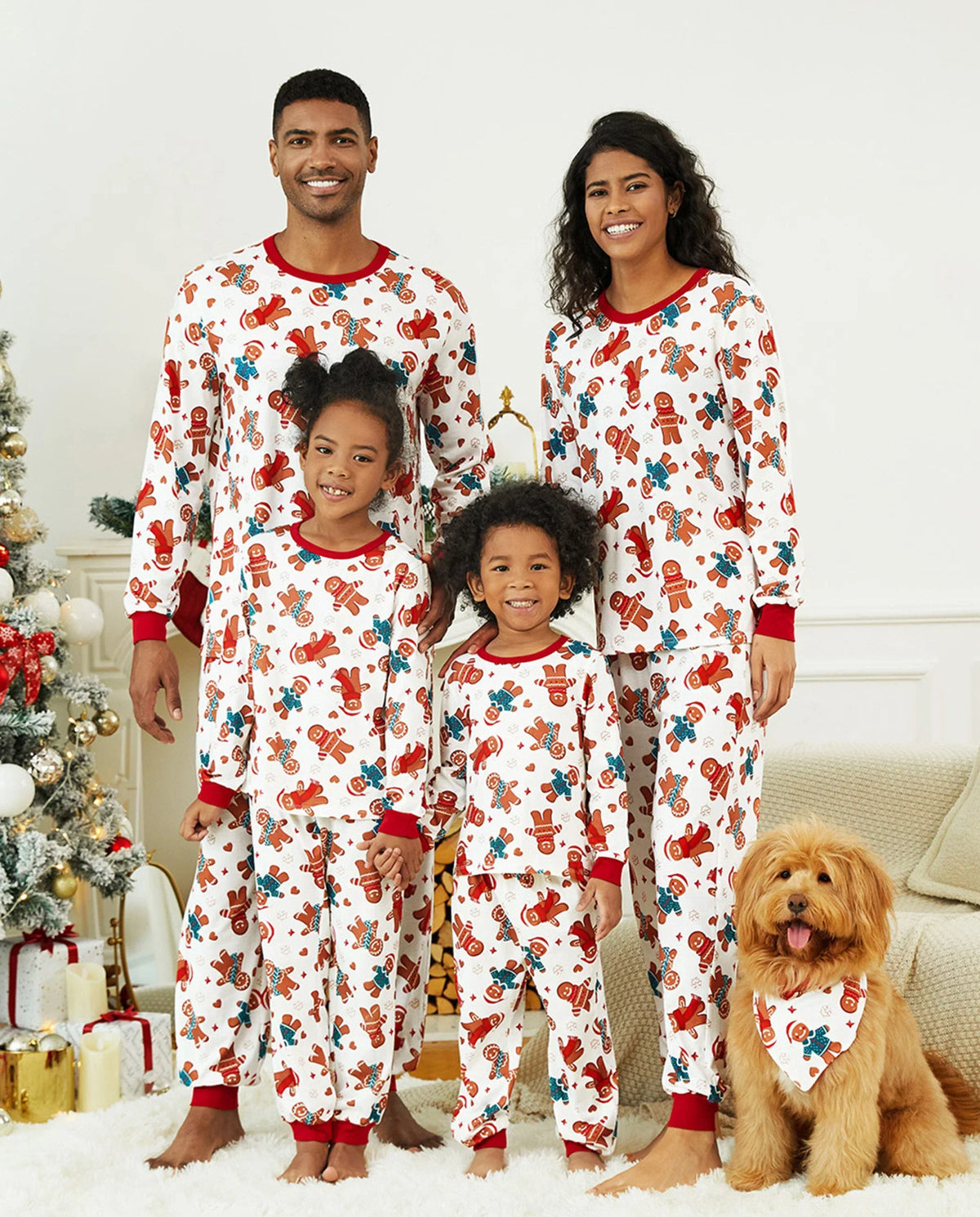 PatPat Matching Family Christmas Pajamas Gingerbread Print White