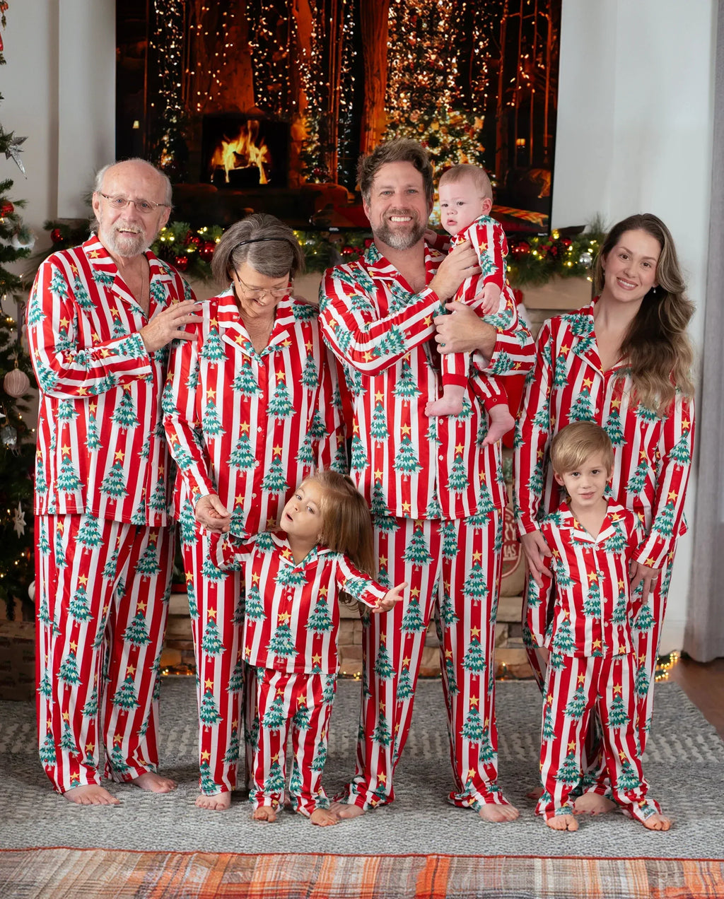 PatPat Matching Family Christmas Pajamas Christmas Tree Print Red