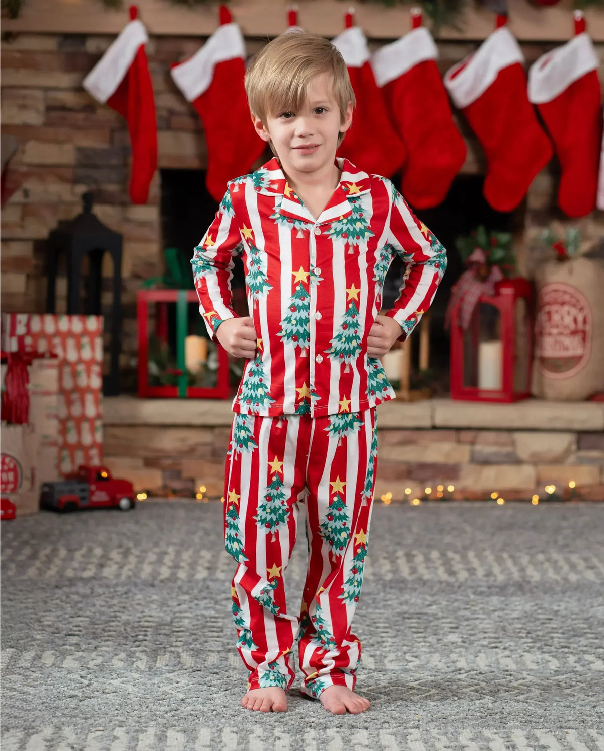 PatPat Matching Family Christmas Pajamas Christmas Tree Print Red