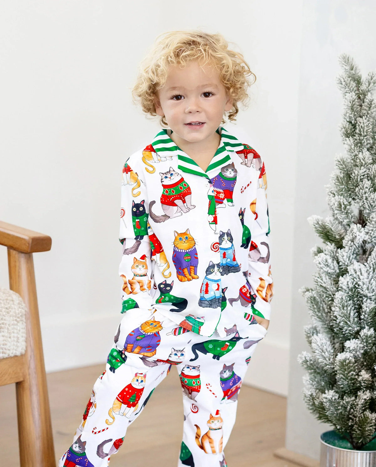 PatPat Matching Family Christmas Pajamas Festive Cat Print Multicolor