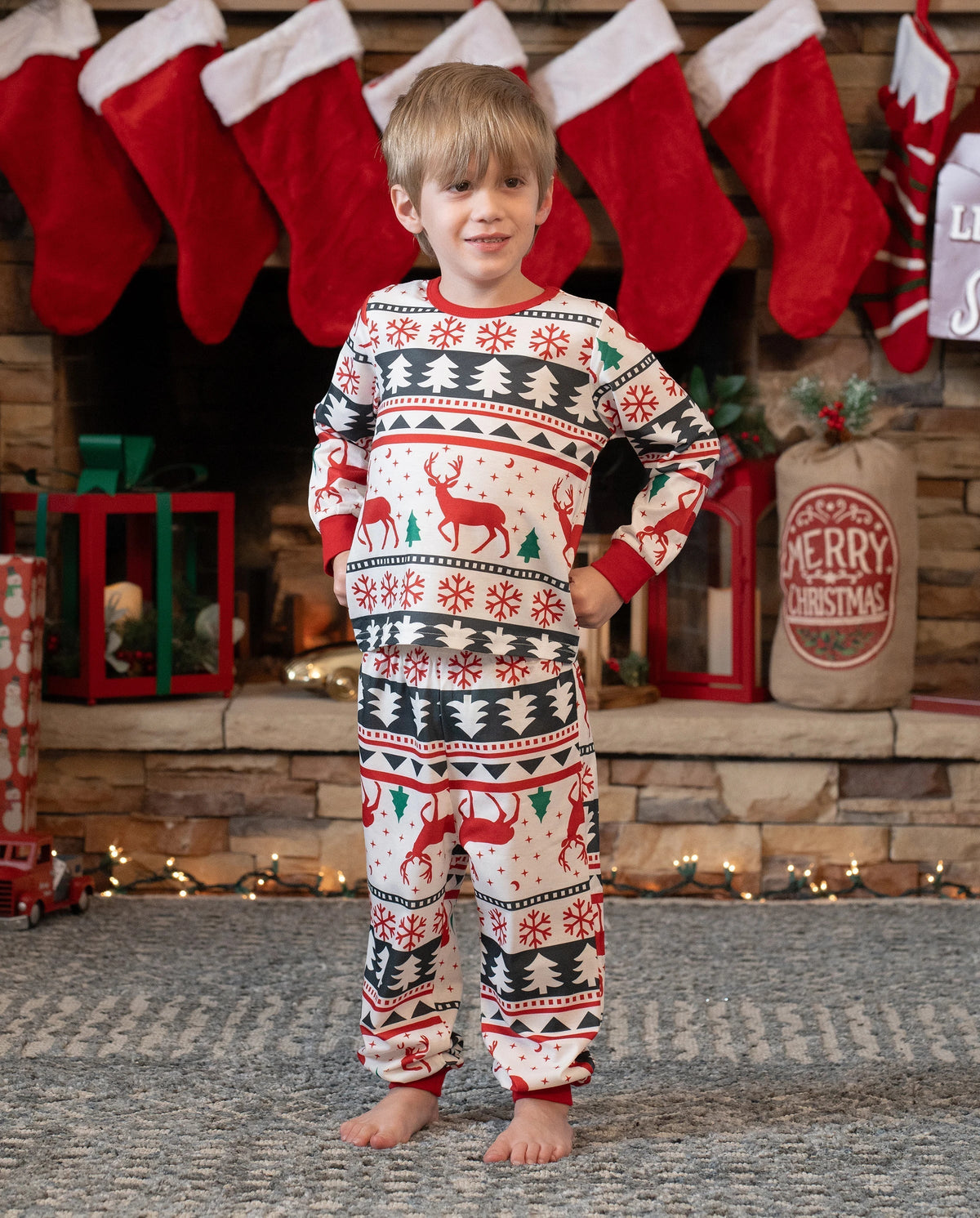 PatPat Family Matching Christmas Pajamas Fair Isle Red & White