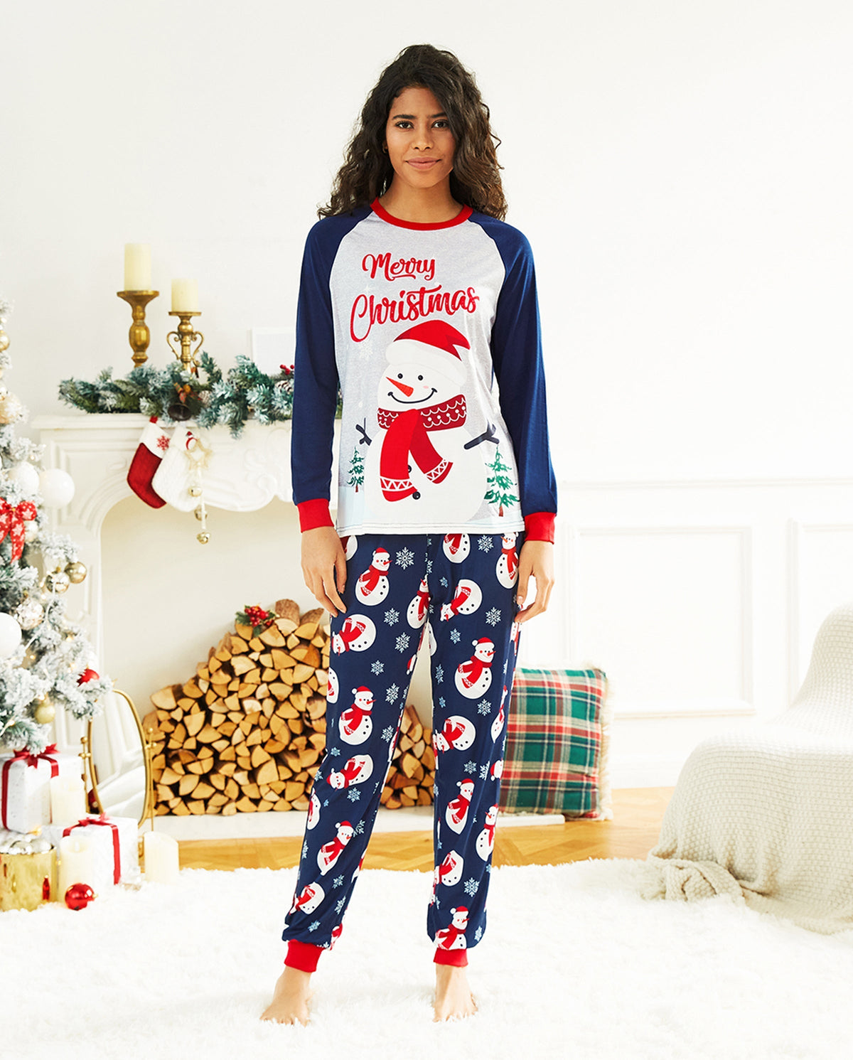 PatPat Matching Family Christmas Pajamas Snowman Print Colorblock