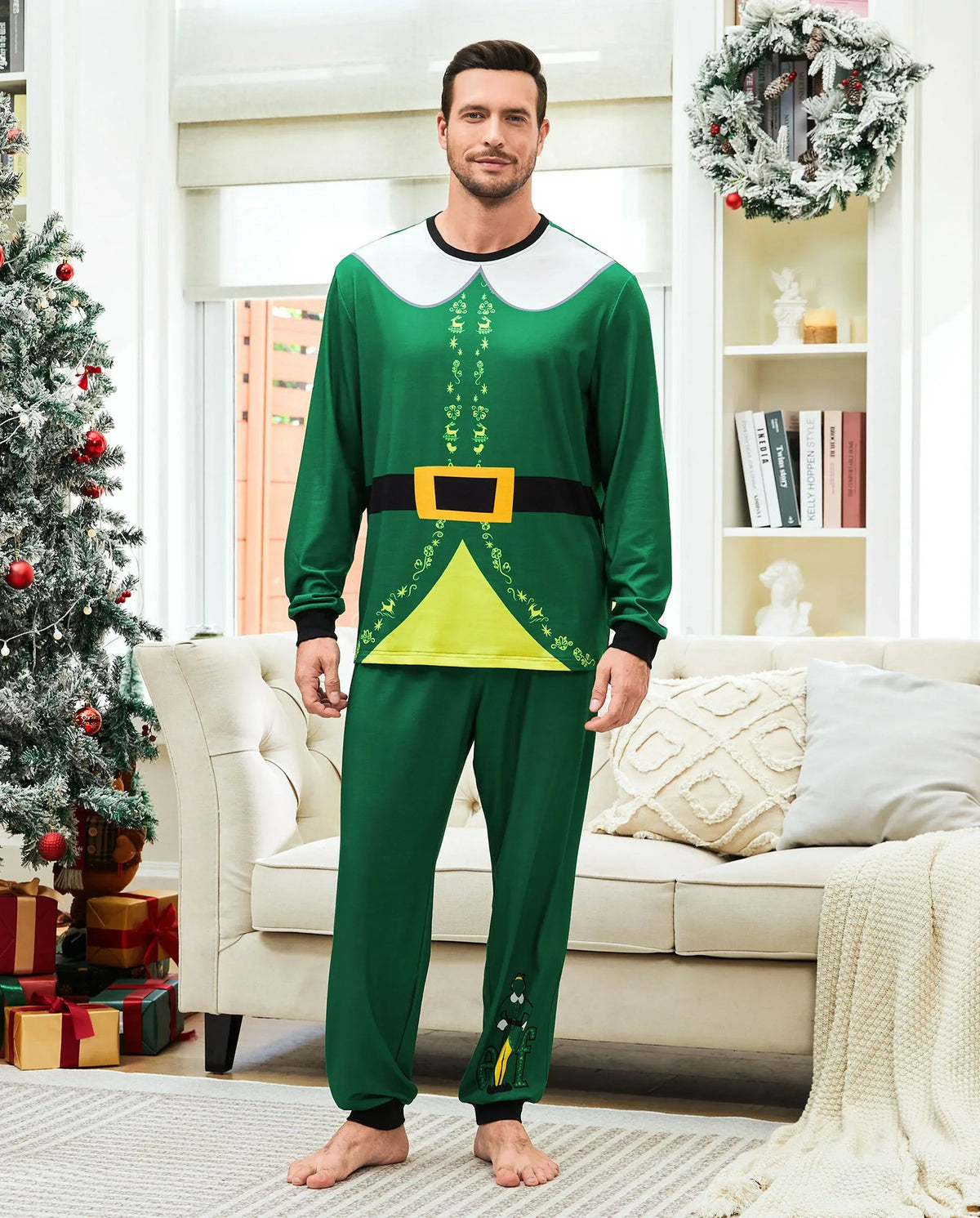 PatPat Elf Family Matching Christmas Pajamas Costume Green