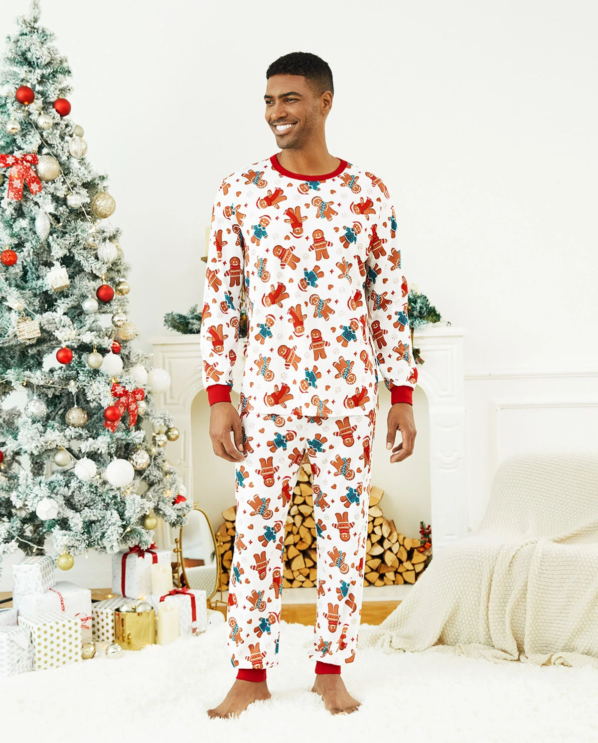 PatPat Matching Family Christmas Pajamas Gingerbread Print White