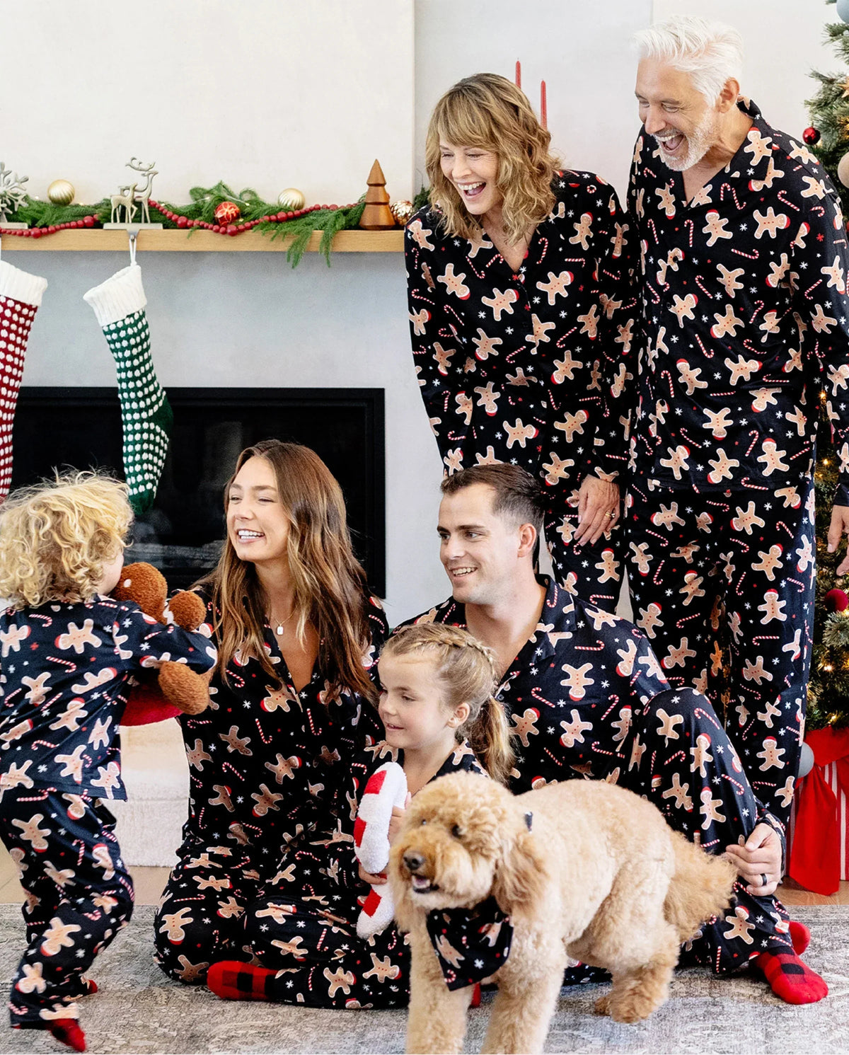 PatPat Family Matching Christmas Pajamas Gingerbread Print Black