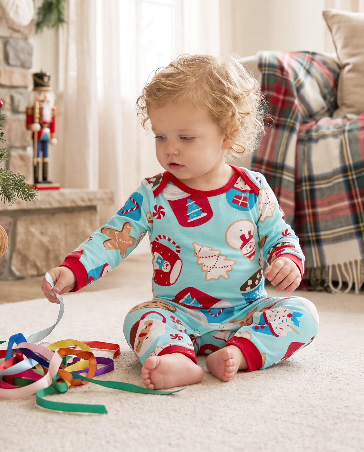 PatPat Family Matching Christmas Pajamas Mug & Gingerbread Print Blue