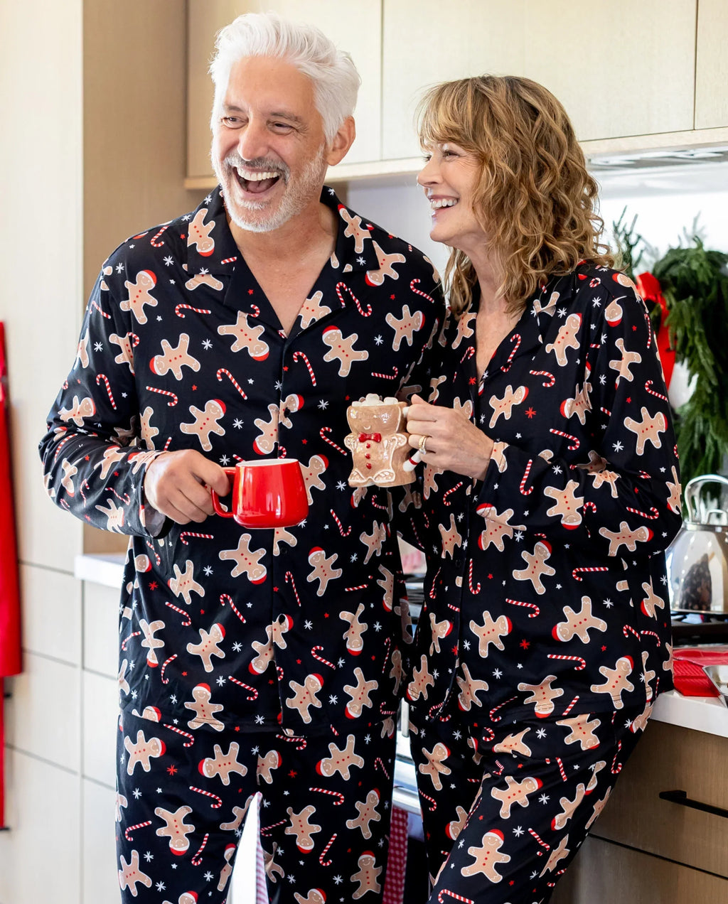 PatPat Family Matching Christmas Pajamas Gingerbread Print Black