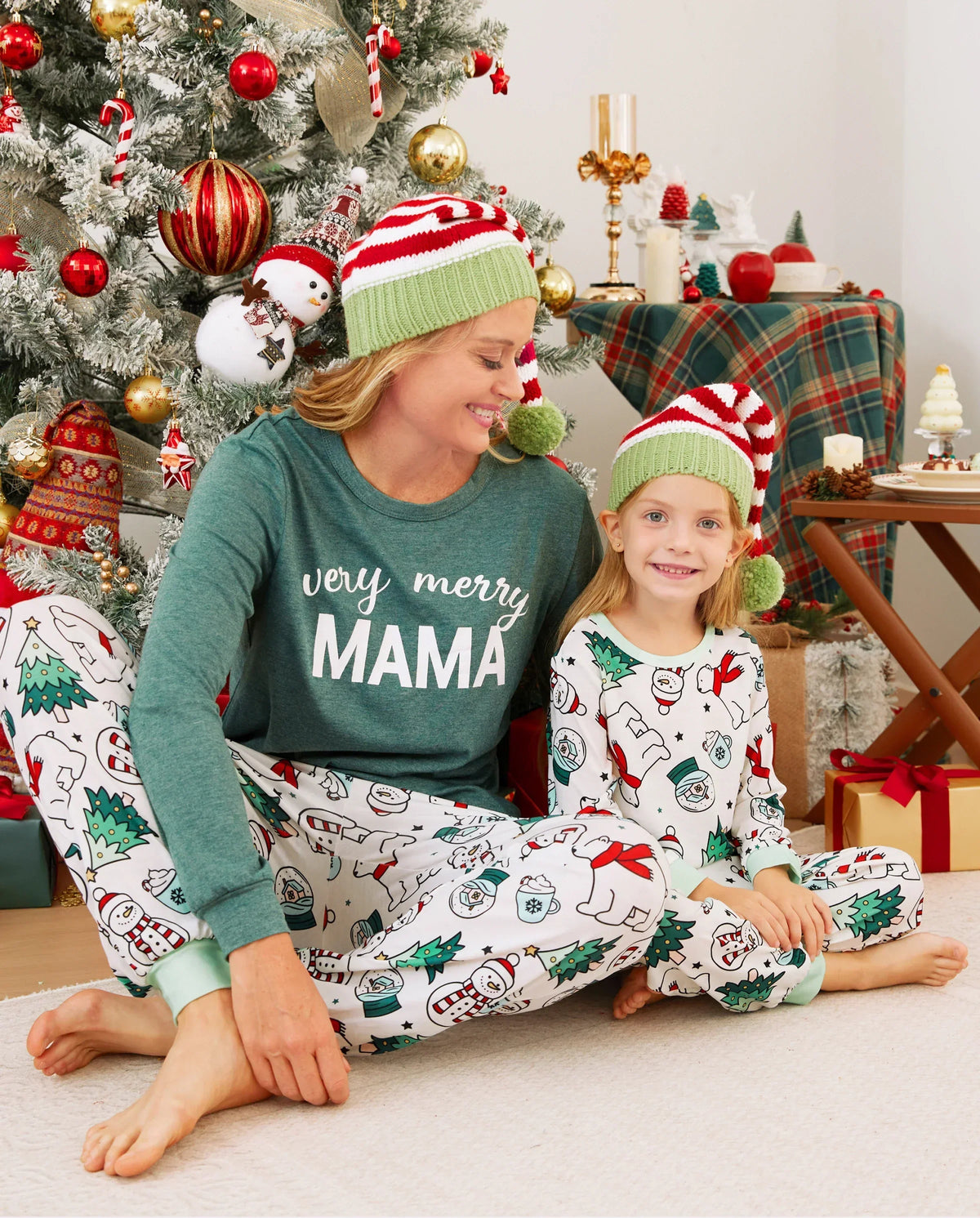 PatPat Family Matching Christmas Pajamas Christmas Tree Print Green