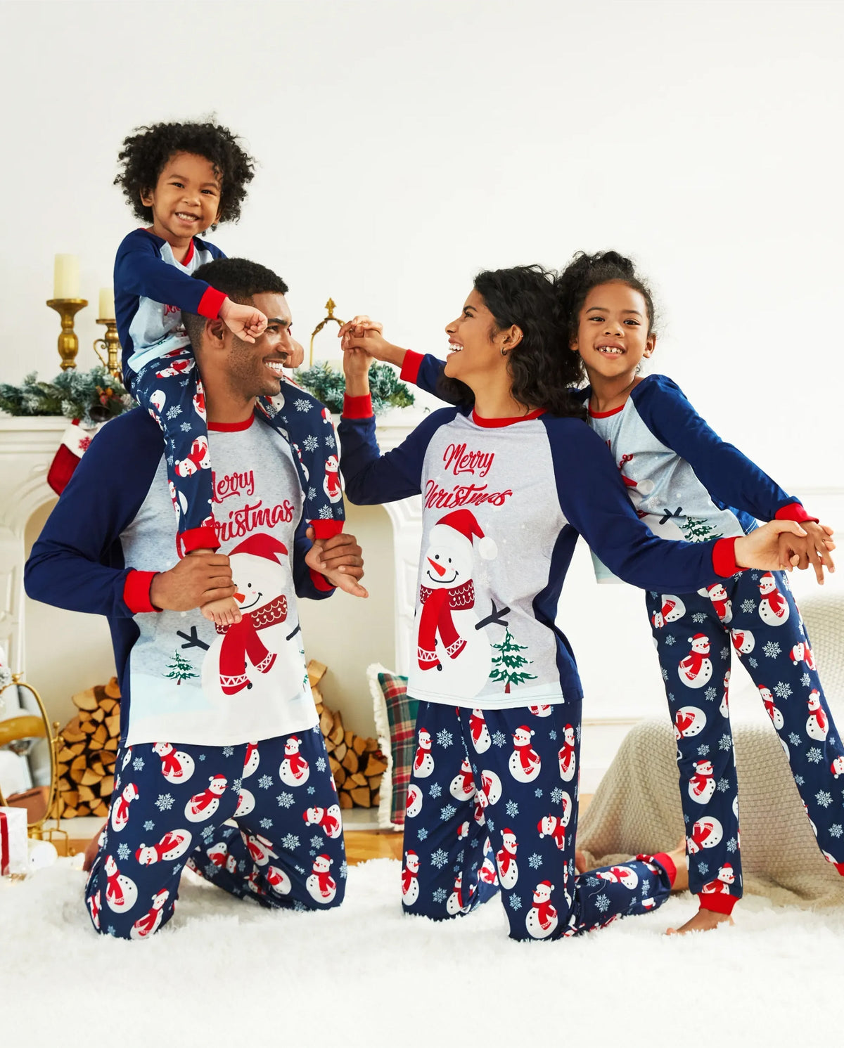 PatPat Matching Family Christmas Pajamas Snowman Print Colorblock