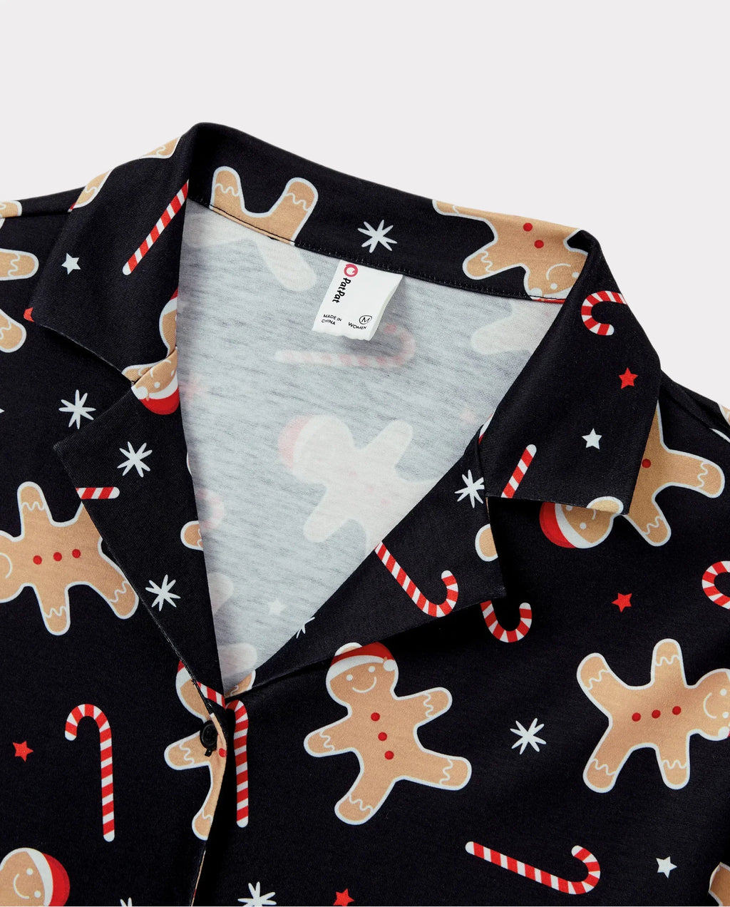 PatPat Family Matching Christmas Pajamas Gingerbread Print Black