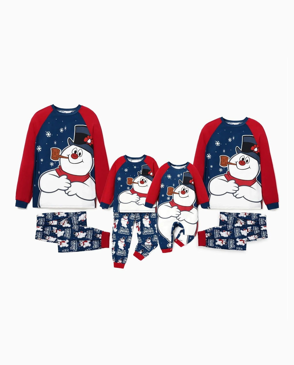 PatPat Frosty the Snowman Family Matching Christmas Pajamas Navy & Red