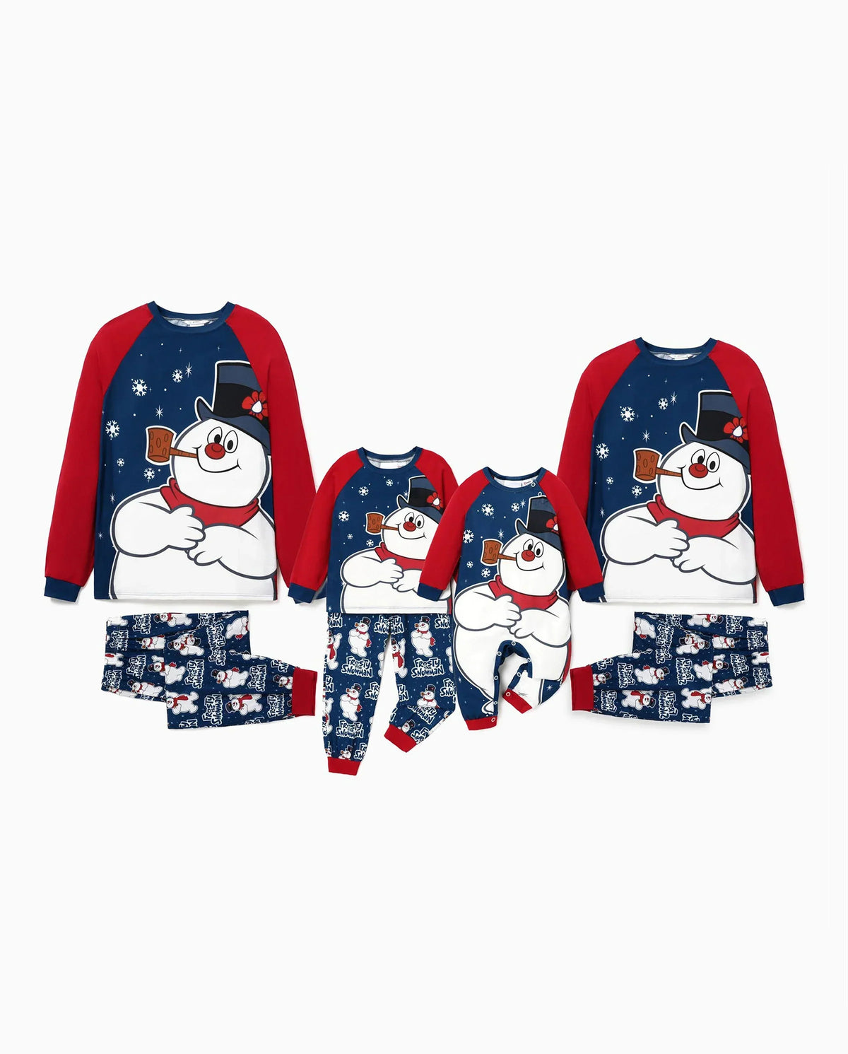 PatPat Frosty the Snowman Family Matching Christmas Pajamas Navy & Red