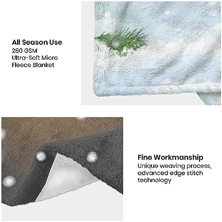 Christmas Throw Blanket, Merry Christmas Gnome Xmas Gifts Winter Snowflakess, Living Room/Bedroom/Sofa Couch Warm Soft Bed Flannel Blanket for Children Adults All Season 60"X50"
