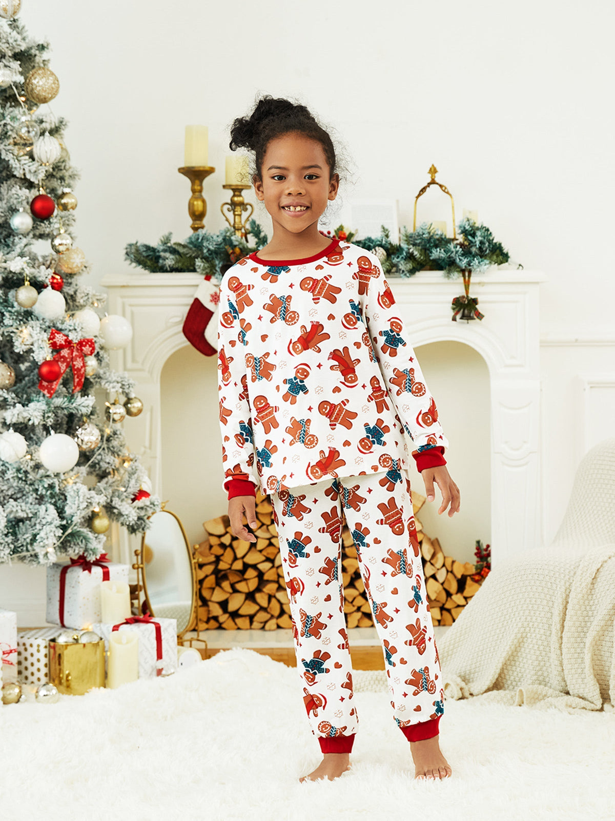 PatPat Matching Family Christmas Pajamas Gingerbread Print White