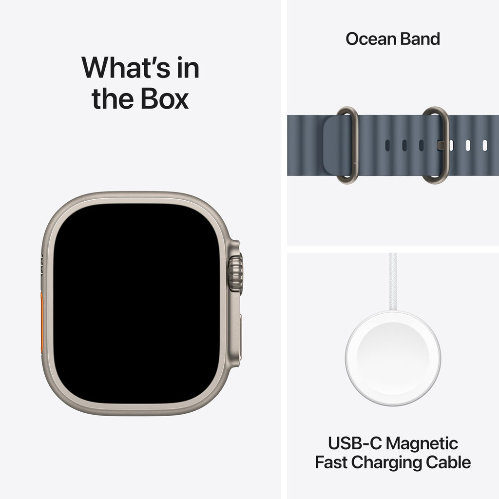 Apple Watch Ultra 3 [GPS + Cellular 49mm] Running & Multisport Smartwatch w/Rugged Titanium Case w/Anchor Blue Ocean Band. Satellite Communications, Advanced Health & Fitness Tracking