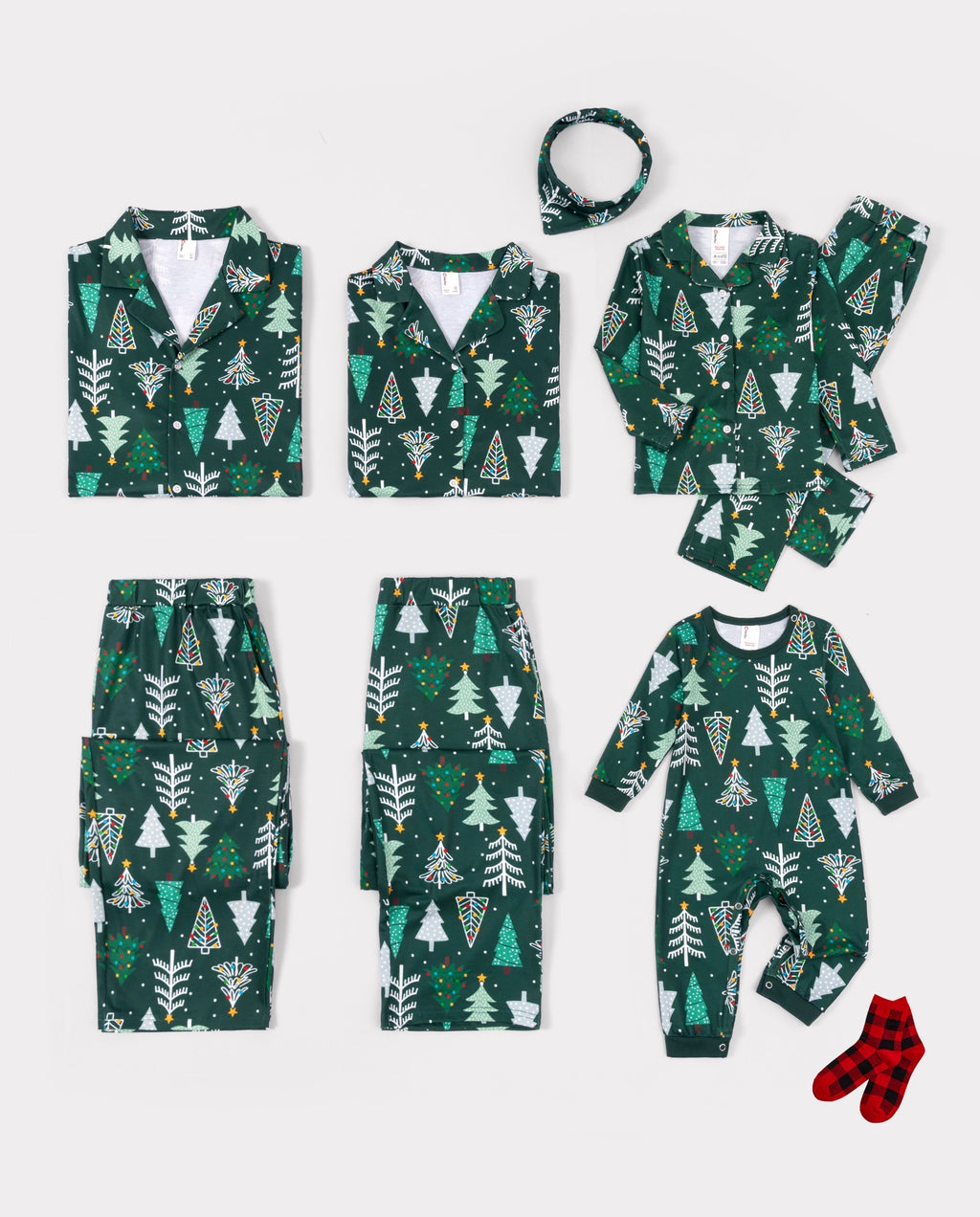 PatPat Family Matching Christmas Pajamas Christmas Tree Print Dark Green