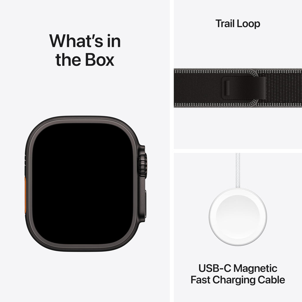 Apple Watch Ultra 3 [GPS + Cellular 49mm] Running & Multisport Smartwatch w/Rugged Titanium Case w/Black/Charcoal Trail Loop - M/L. Satellite Communications, Advanced Health & Fitness Tracking