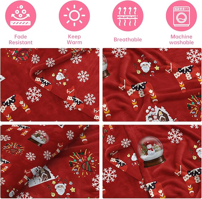 COMFAR Cute Christmas Blankets and Throws for Adults/Women/Boys/Kids, Holiday Fleece Throw Blanket for Couch/Sofa, Holiday Decor, Christmas Decorations/Gifts 40"x 60"