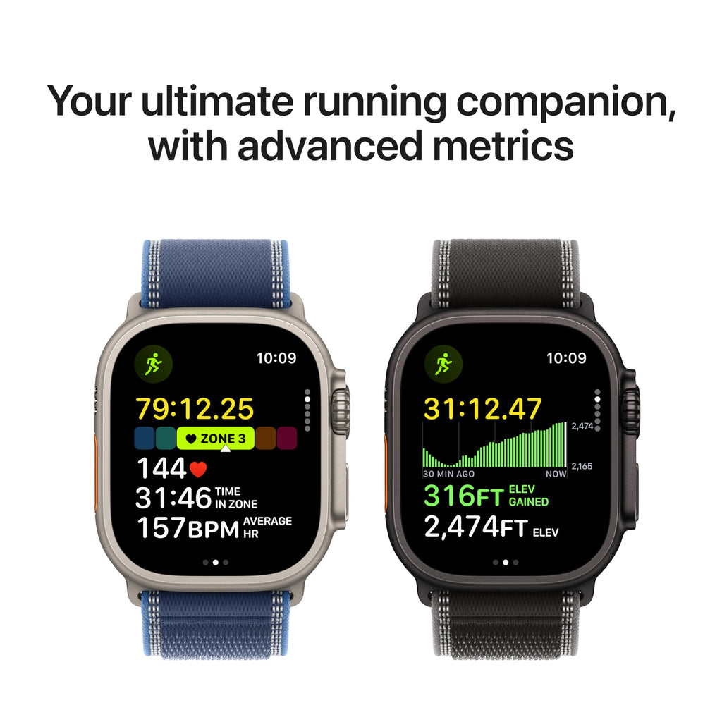 Apple Watch Ultra 3 [GPS + Cellular 49mm] Running & Multisport Smartwatch w/Rugged Titanium Case w/Blue/Bright Blue Trail Loop - M/L. Satellite Communications, Advanced Health & Fitness Tracking