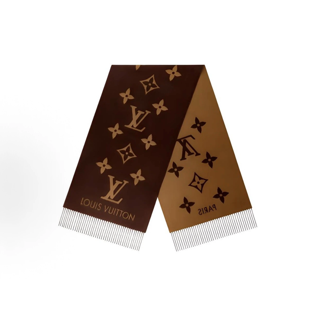 Reversible Brown Monogram Cashmere Winter Scarf