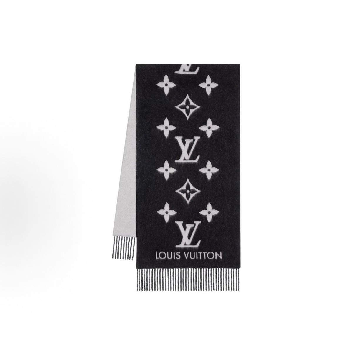 Reversible Monogram Winter Scarf, Soft Warm Shawl with Tassels