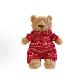 Christmas Teddy Bear Plush Toy, Brown Stuffed Bear with Red Reindeer Pajamas, Holiday Plush Gift & Stocking Stuffer