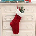 Red‑Body White‑Cuff Knit Christmas Stocking, Fireplace Hanging Sock