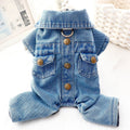 Denim Buttoned Fleece Dog Jacket Jumpsuits