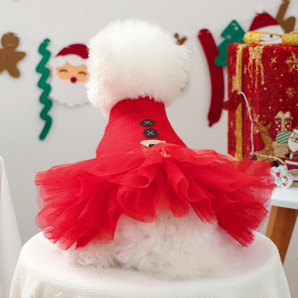 Santa Pattern Christmas Dog Cat Princess Dress
