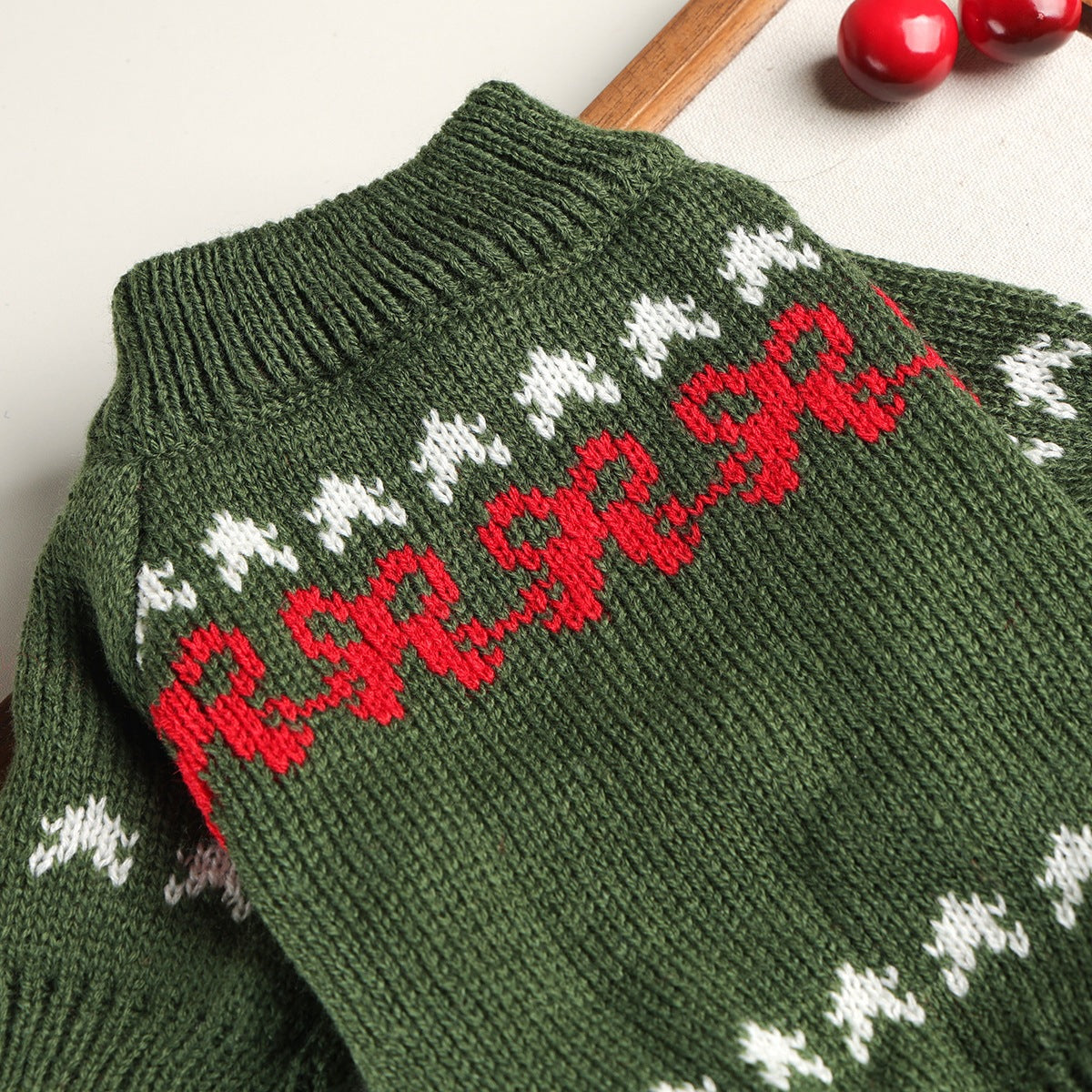 Christmas Santa Bow Dog Cat Knitted Sweater