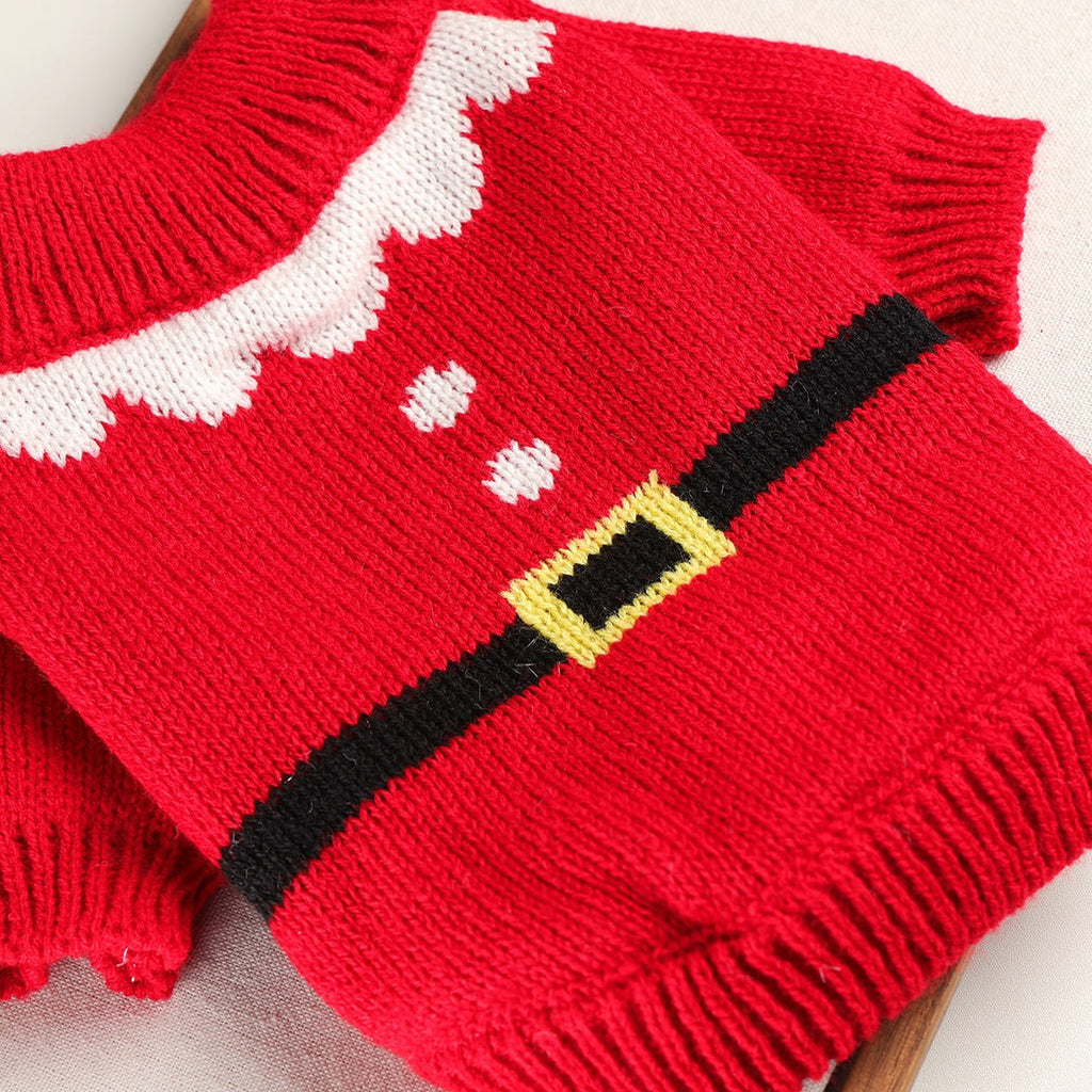 Christmas Santa Bow Dog Cat Knitted Sweater