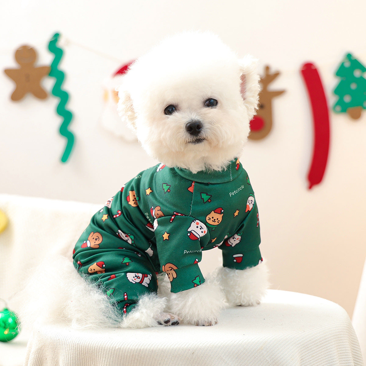 Christmas Santa Dog Harness Jumpsuits Pajama