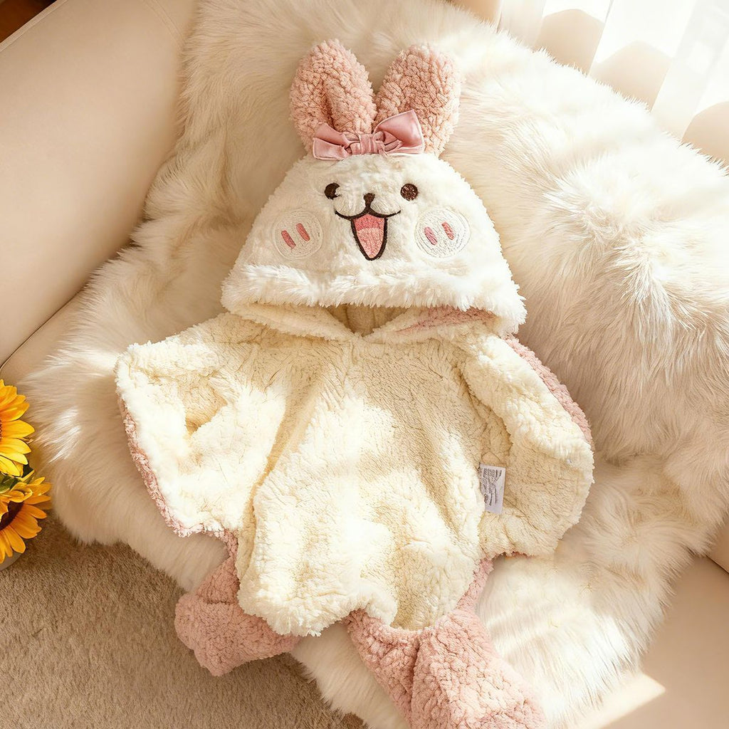Fleece Warm Rabbit Hooded Dog Jumpsuits