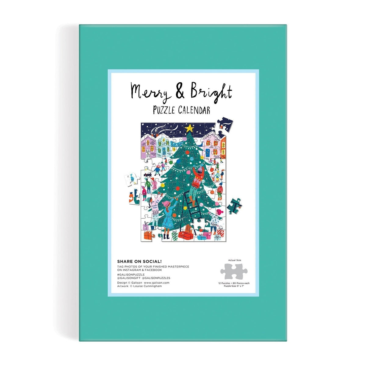 Louise Cunningham Merry and Bright 12 Days of Christmas Advent Puzzle Calendar