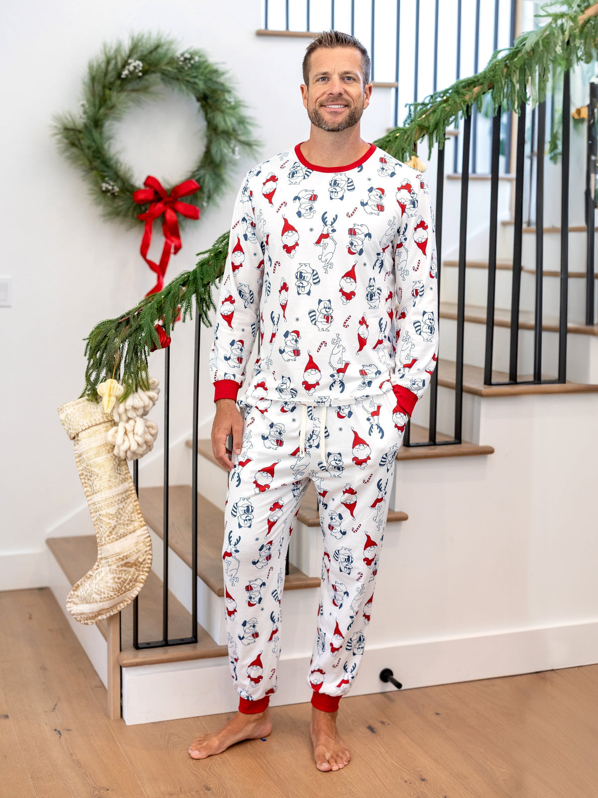 PatPat Family Matching Christmas Pajamas Gnome Print White