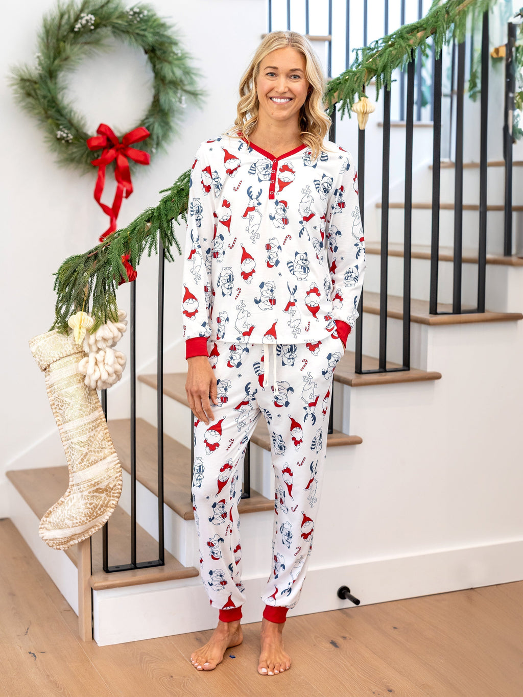 PatPat Family Matching Christmas Pajamas Gnome Print White